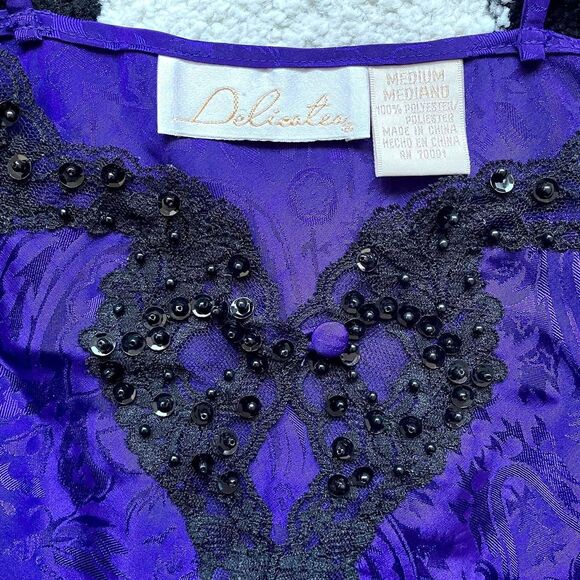 Vintage Royal Purple Satin Bodysuit M - Picture 3 of 4